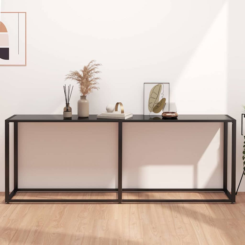 konsolbord 200x35x75,5 cm hærdet glas sort