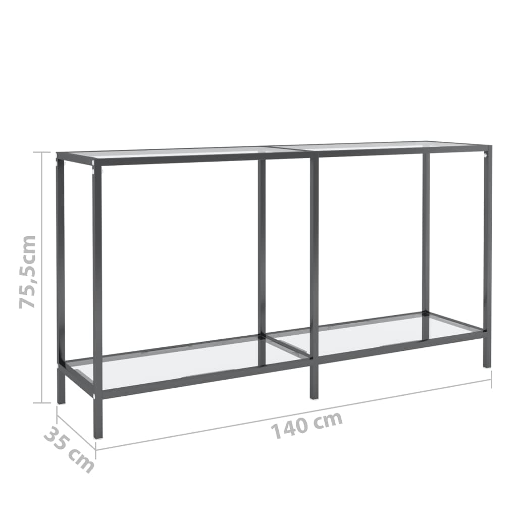 konsolbord 140x35x75,5 cm hærdet glas transparent