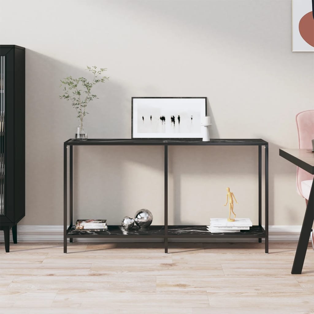 konsolbord 140x35x75,5 cm hærdet glas sort