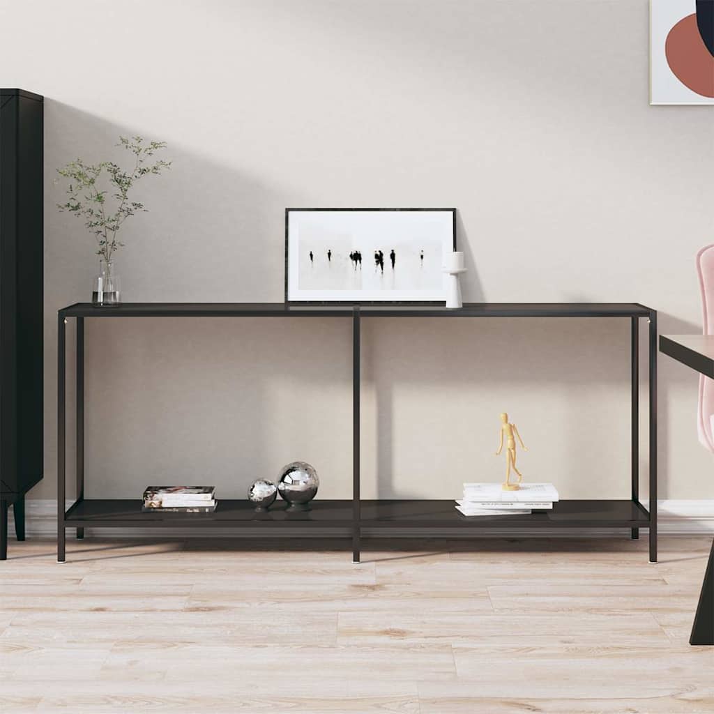 konsolbord 180x35x75,5 cm hærdet glas sort