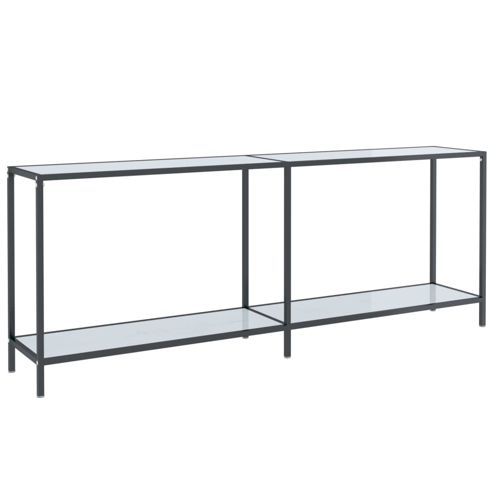 konsolbord 200x35x75,5 cm hærdet glas hvid
