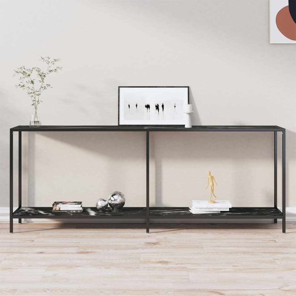 konsolbord 200x35x75,5 cm hærdet glas sort