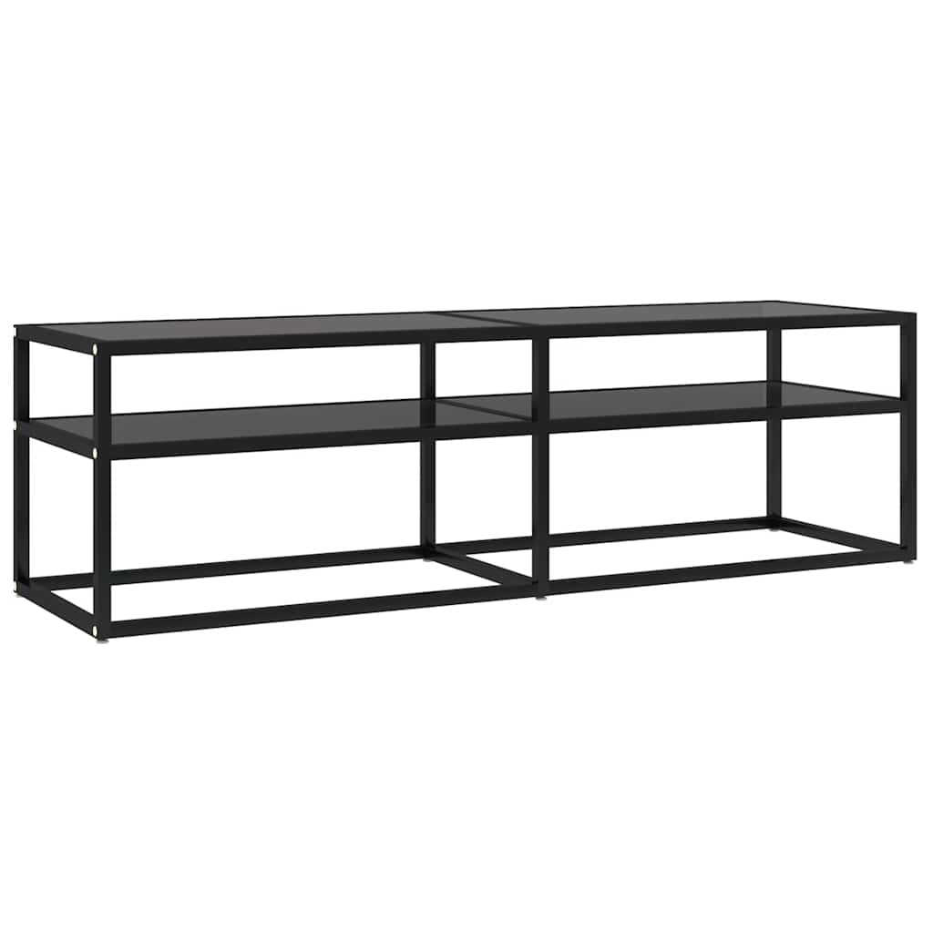 tv-bord 140x40x40,5 cm hærdet glas sort