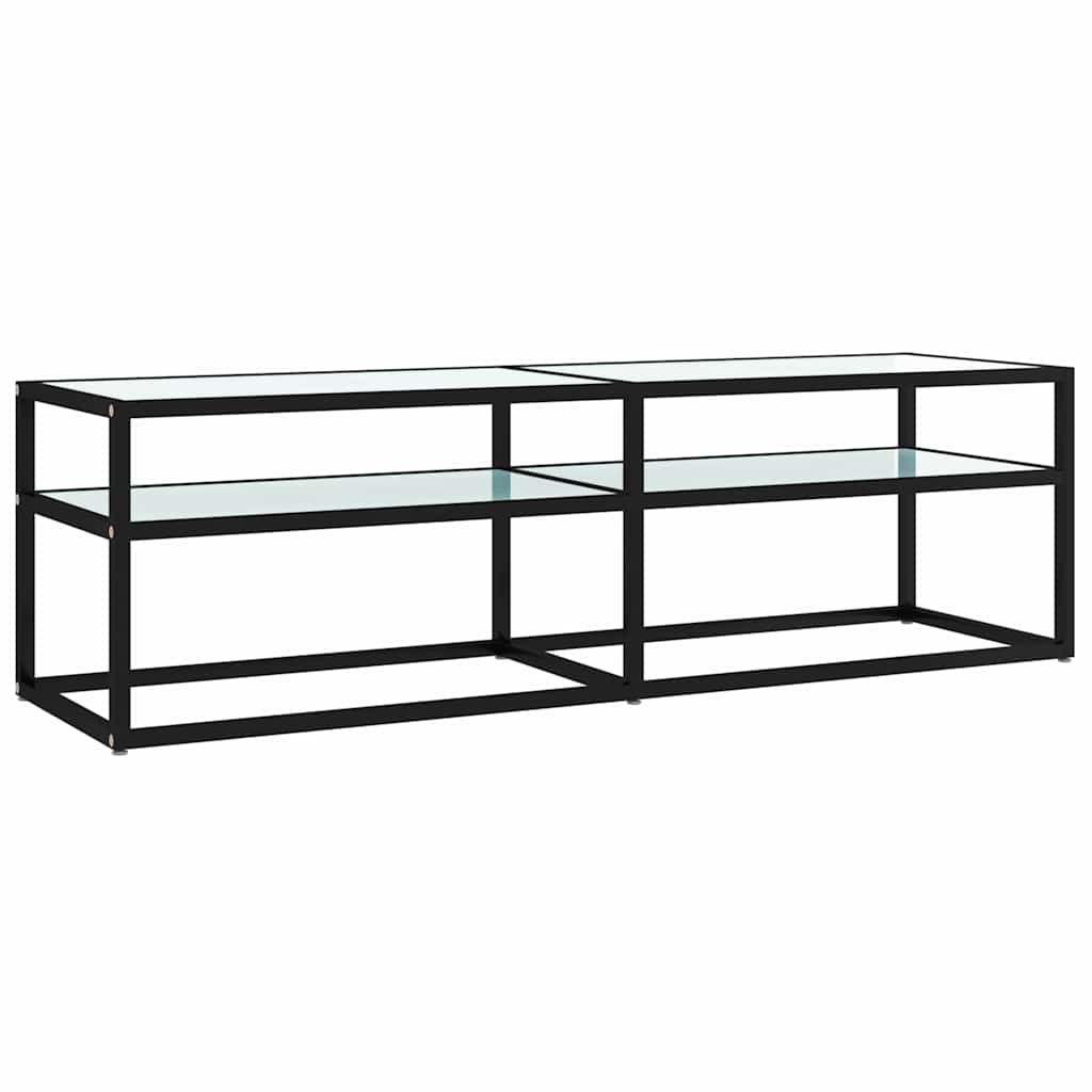 tv-bord 140x40x40,5 cm hærdet glas marmoreffekt hvid