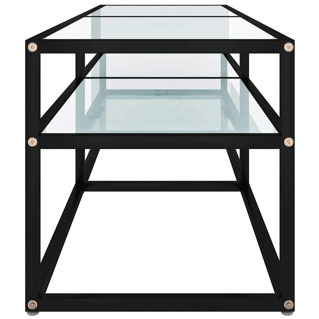 tv-bord 140x40x40,5 cm hærdet glas marmoreffekt hvid