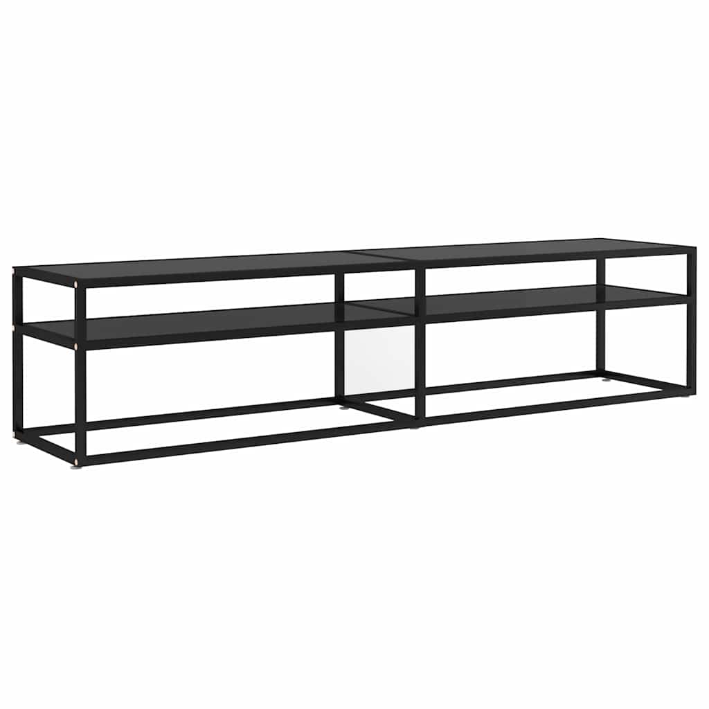 tv-bord 180x40x40,5 cm hærdet glas sort