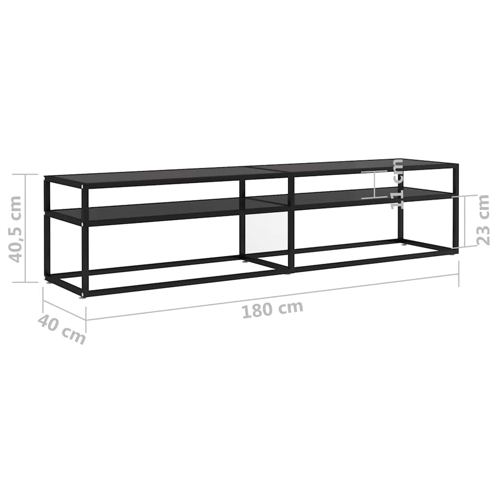 tv-bord 180x40x40,5 cm hærdet glas sort