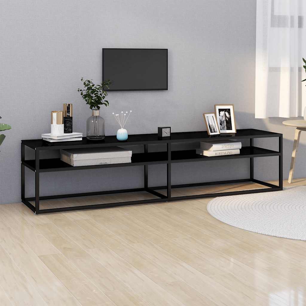 tv-bord 180x40x40,5 cm hærdet glas sort