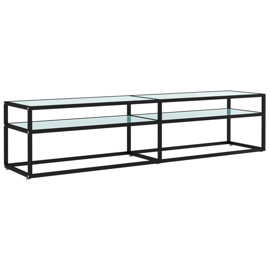 tv-bord 180x40x40,5 cm hærdet glas marmoreffekt hvid