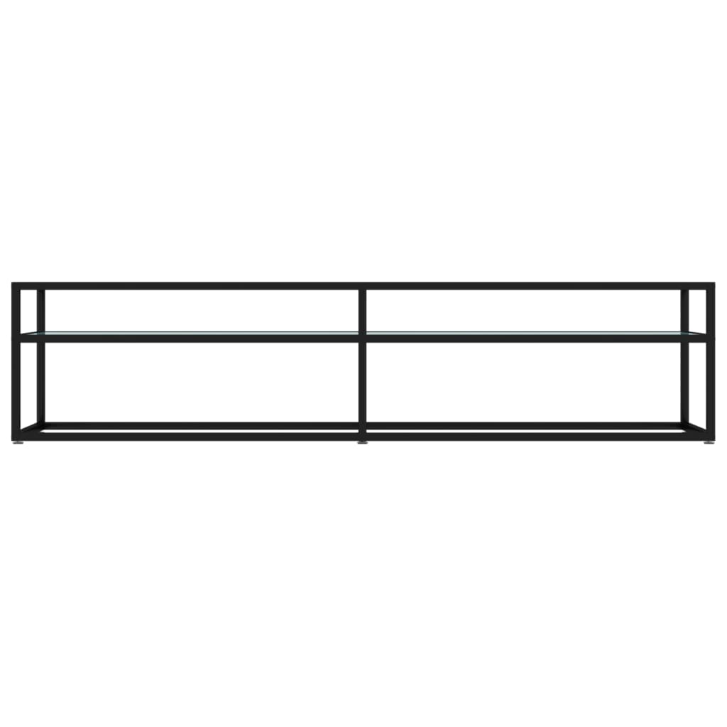 tv-bord 180x40x40,5 cm hærdet glas marmoreffekt hvid