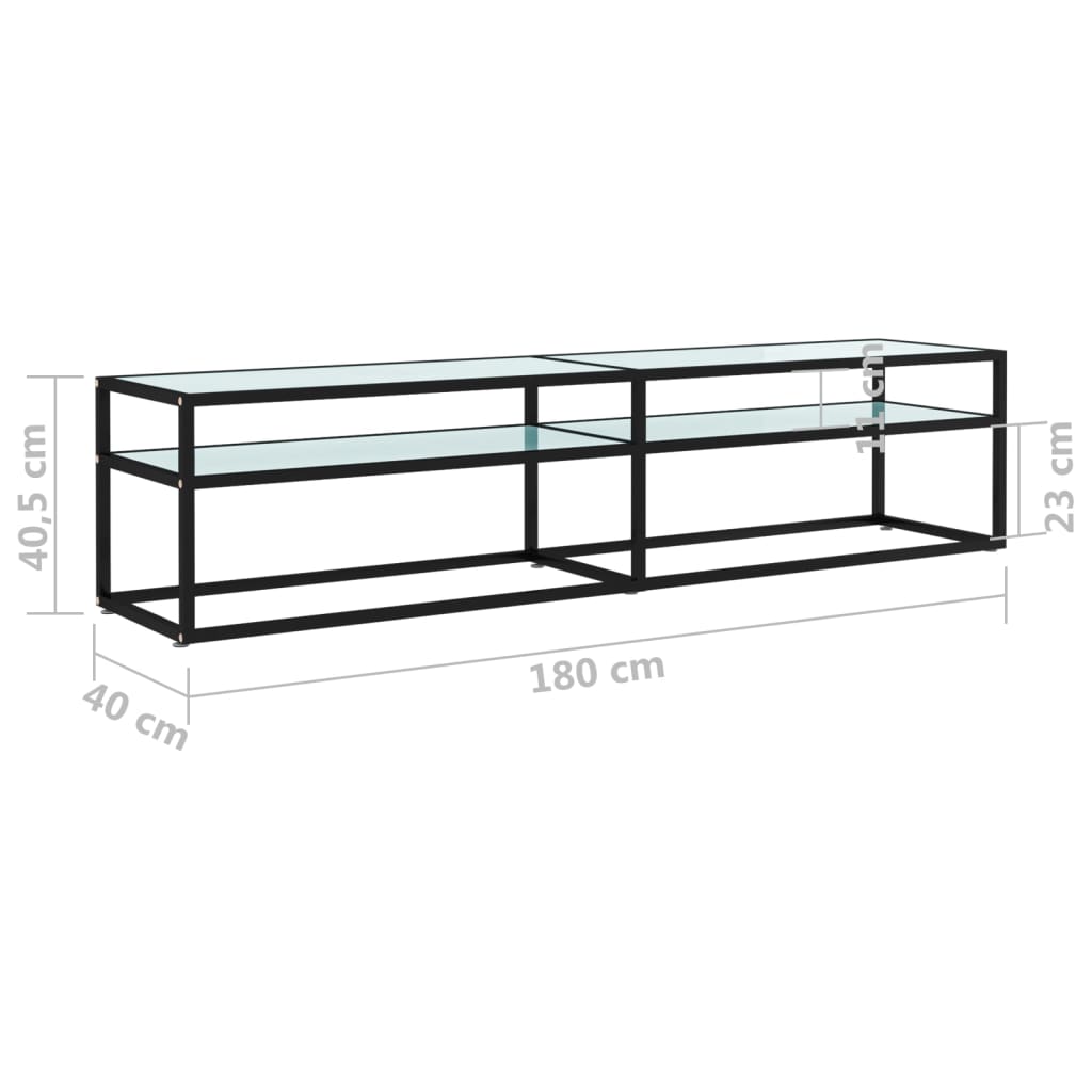 tv-bord 180x40x40,5 cm hærdet glas marmoreffekt hvid