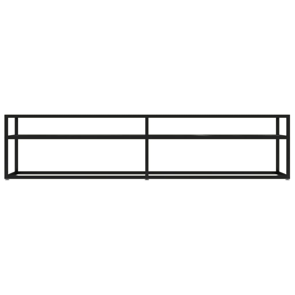 tv-bord 180x40x40,5 cm hærdet glas marmoreffekt sort
