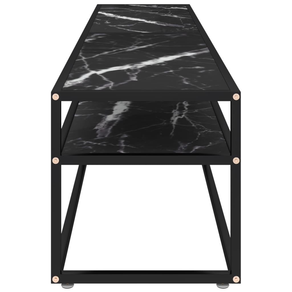 tv-bord 180x40x40,5 cm hærdet glas marmoreffekt sort