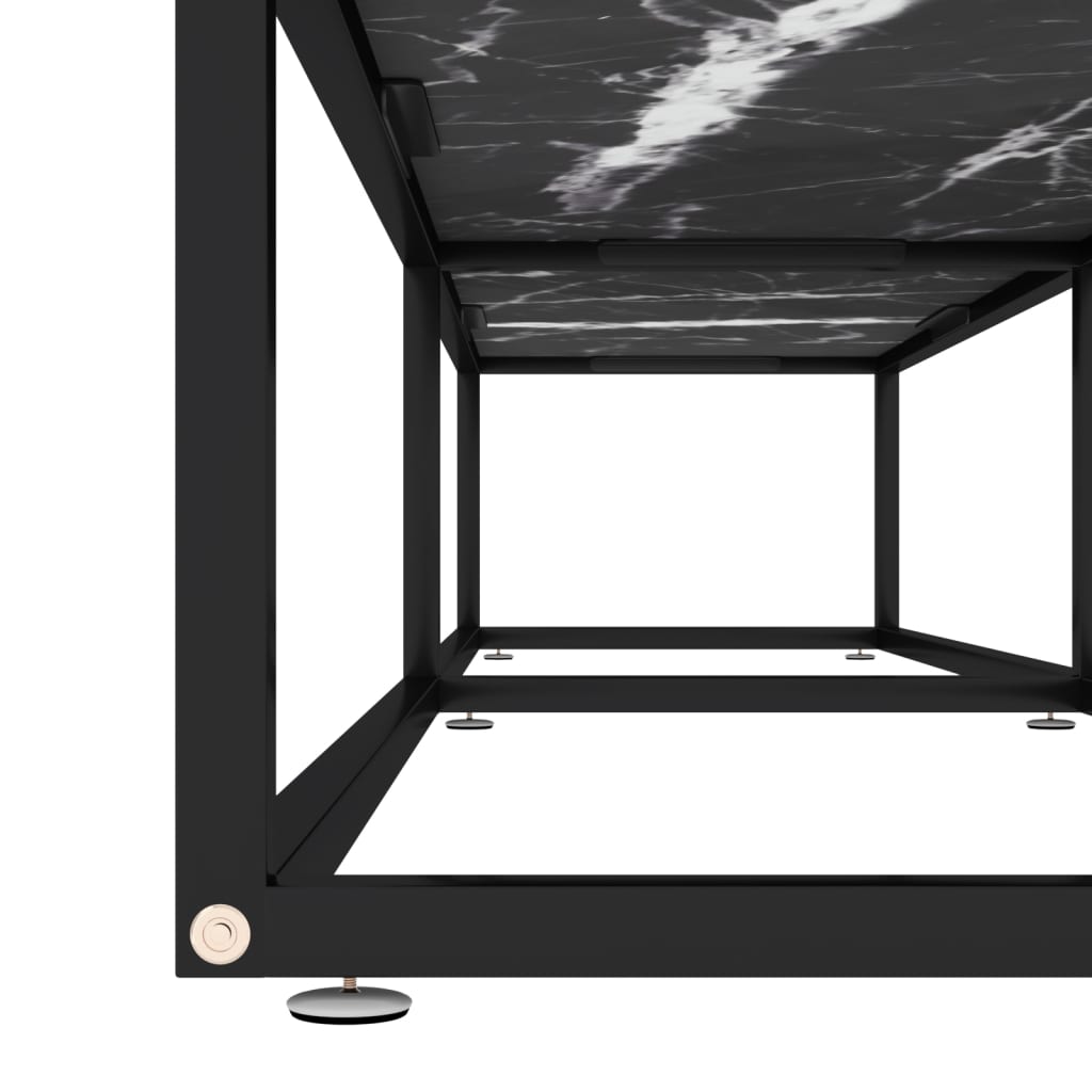 tv-bord 180x40x40,5 cm hærdet glas marmoreffekt sort
