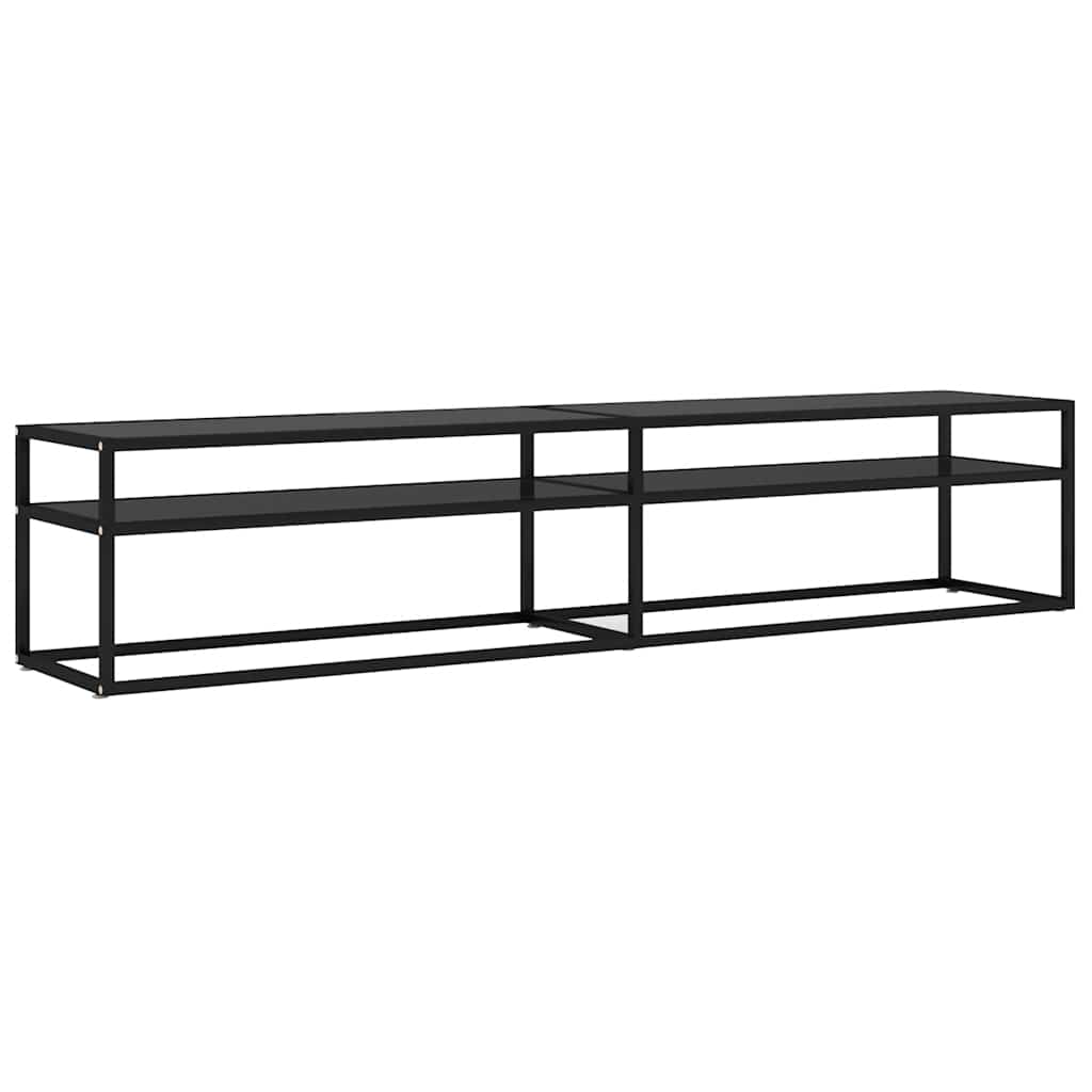tv-bord 200x40x40,5 cm hærdet glas sort