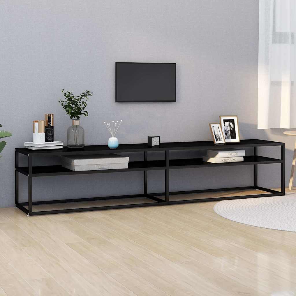 tv-bord 200x40x40,5 cm hærdet glas sort