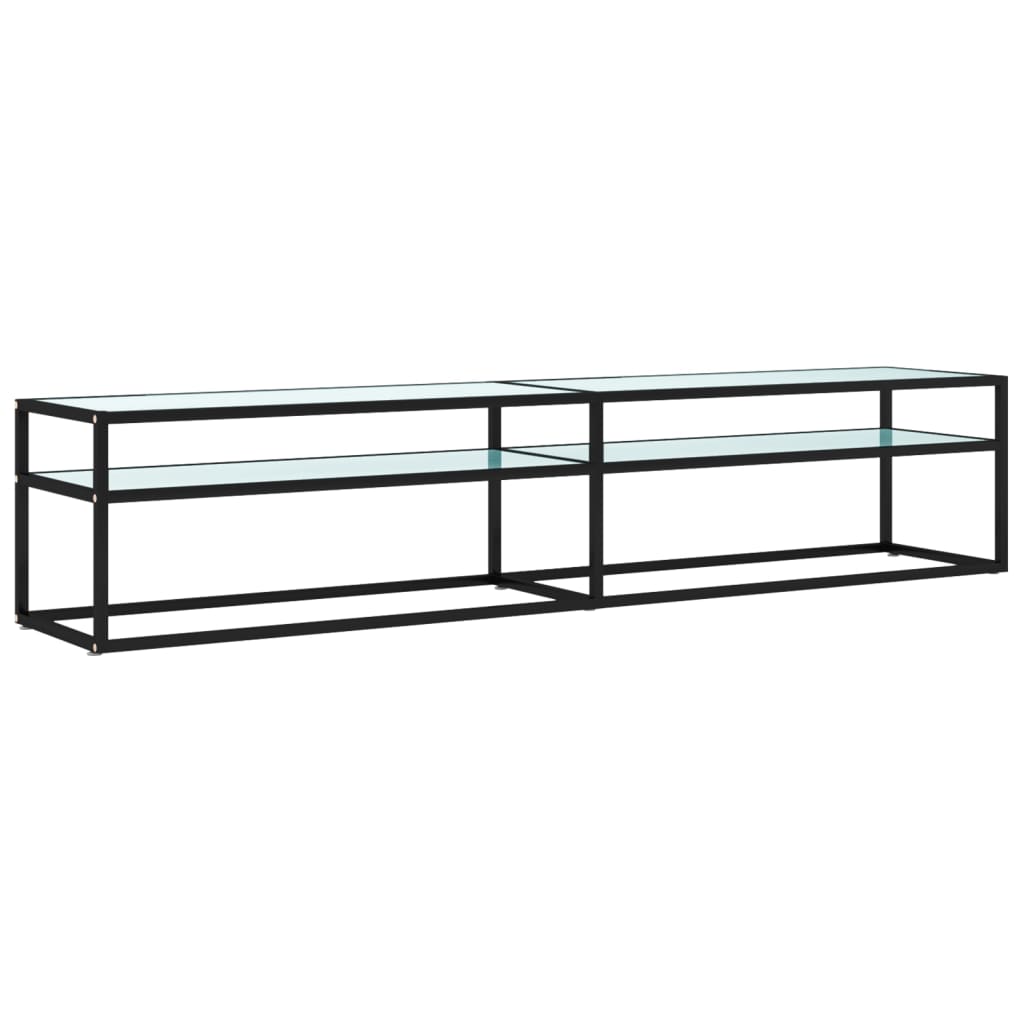 tv-bord 200x40x40,5 cm hærdet glas marmoreffekt hvid