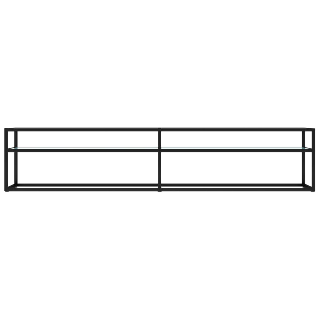 tv-bord 200x40x40,5 cm hærdet glas marmoreffekt hvid