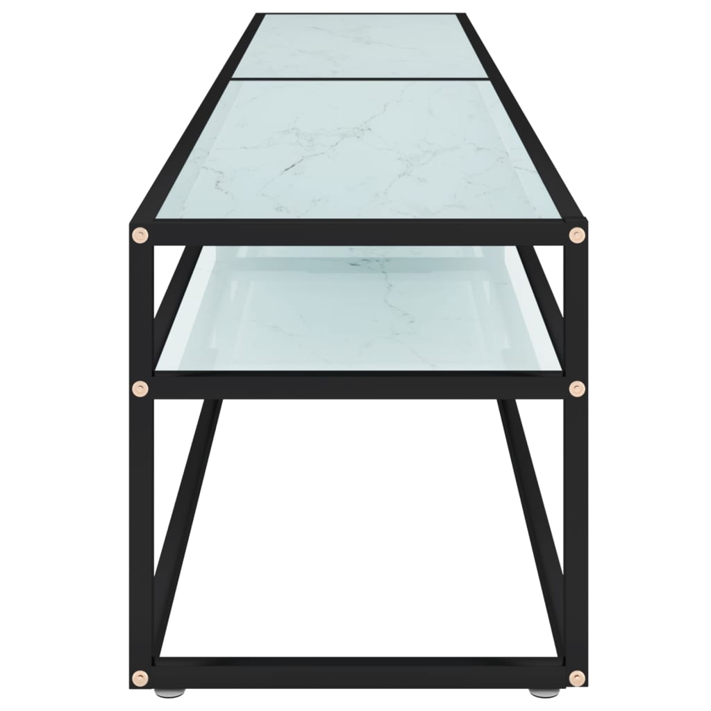 tv-bord 200x40x40,5 cm hærdet glas marmoreffekt hvid