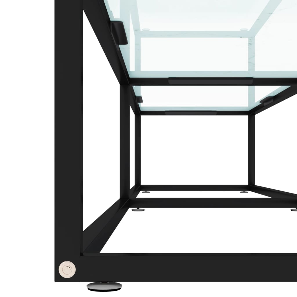 tv-bord 200x40x40,5 cm hærdet glas marmoreffekt hvid