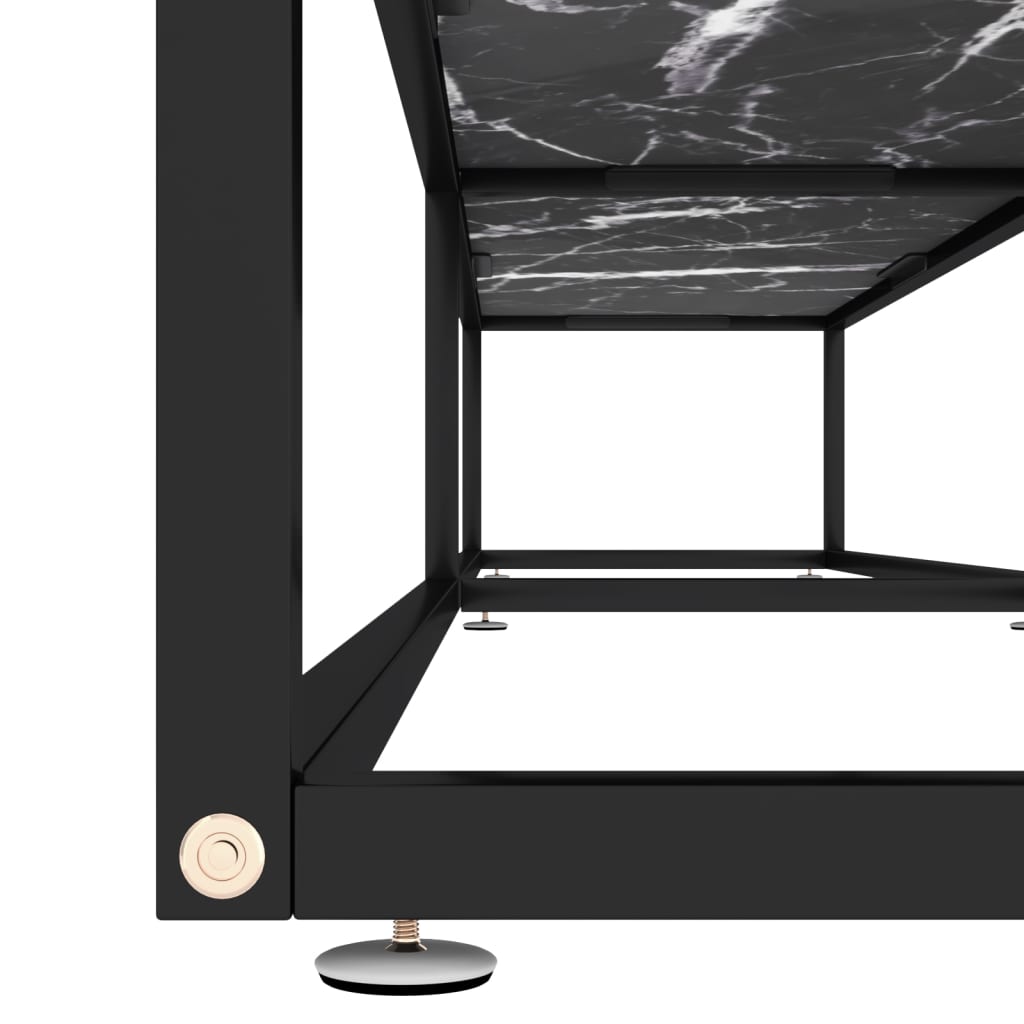 tv-bord 220x40x40,5 cm hærdet glas marmoreffekt sort