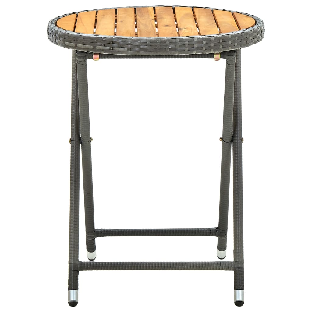 tebord 60 cm massivt akacietræ og polyrattan grå