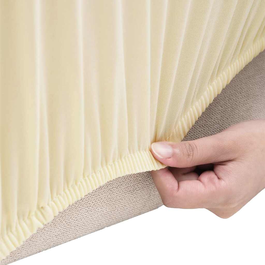 elastisk 4-personers sofabetræk polyesterjersey cremefarvet