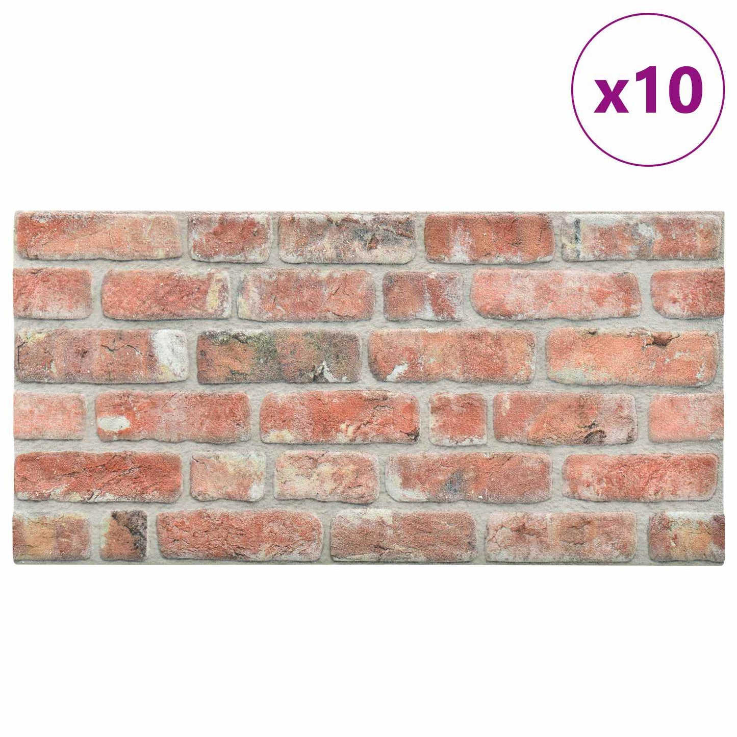 Vægpaneler 10 stk. 100 x 50 cm Rød EPS Skum
