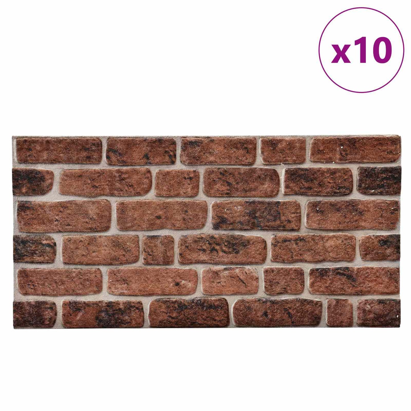 Vægpaneler 10 stk. 100 x 50 cm Brun Mursten EPS Skum