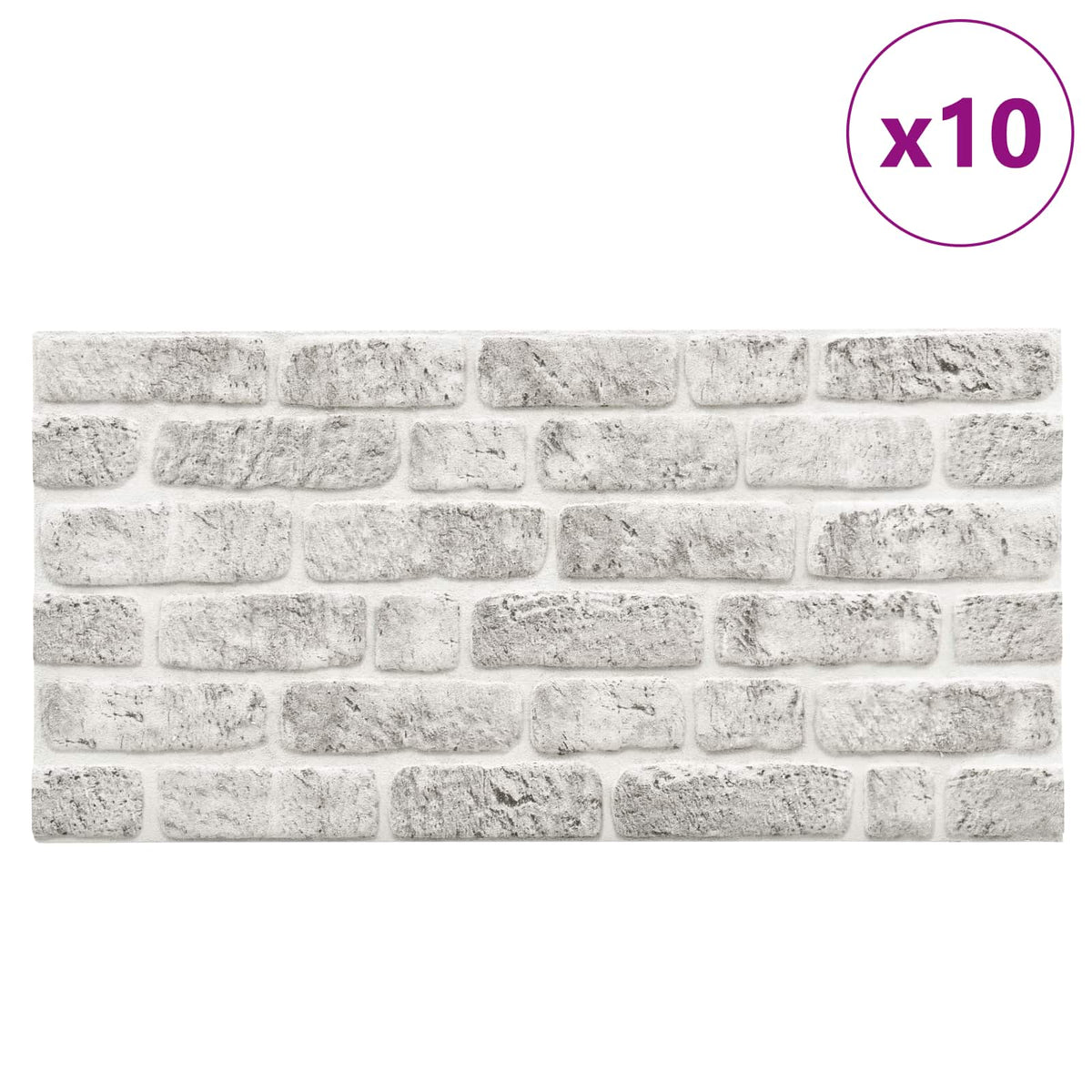 Vægpaneler 10 stk. 100 x 50 cm Lysegrå EPS Skum