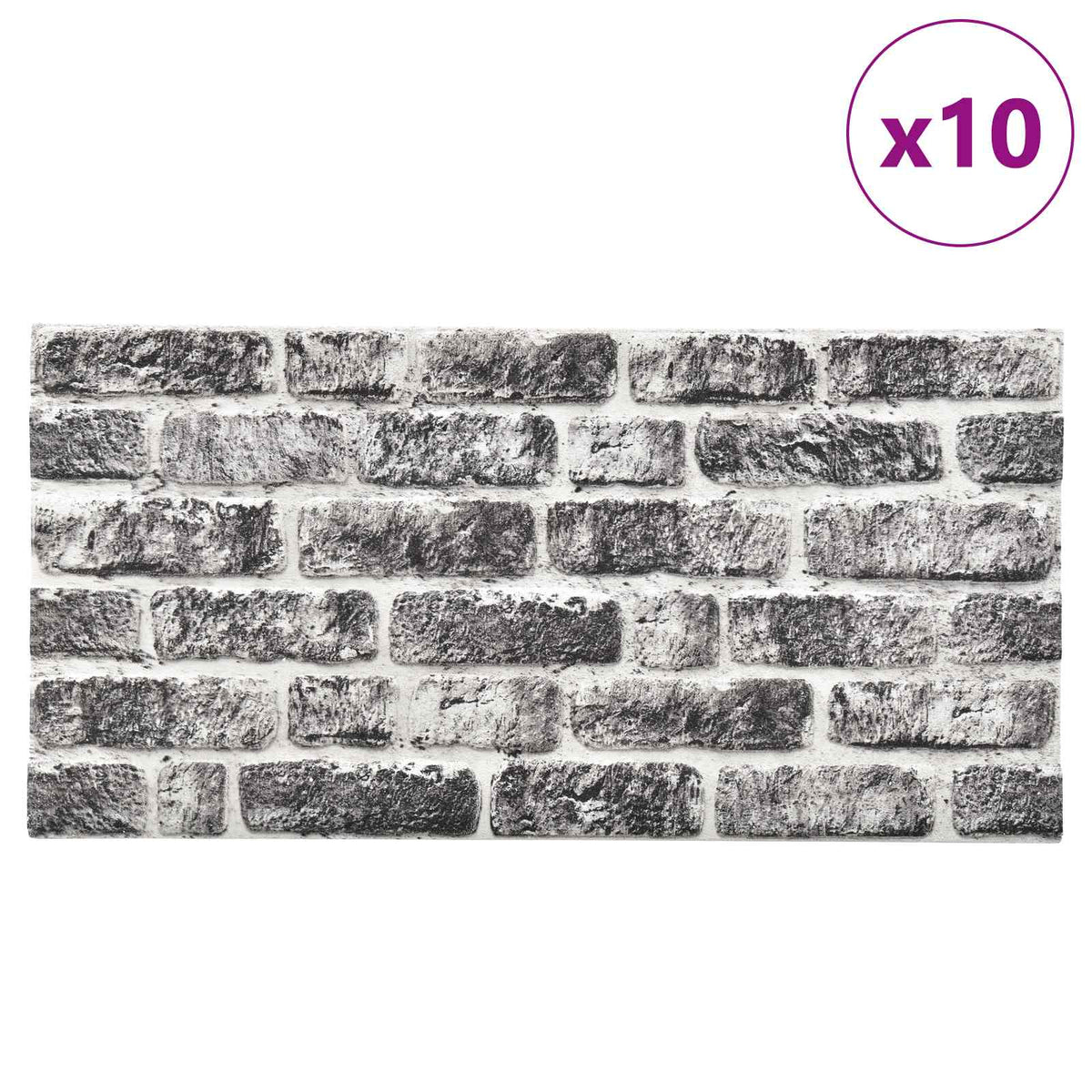 Vægpaneler 10 stk. 100 x 50 cm Mørkegrå og Hvid EPS Skum