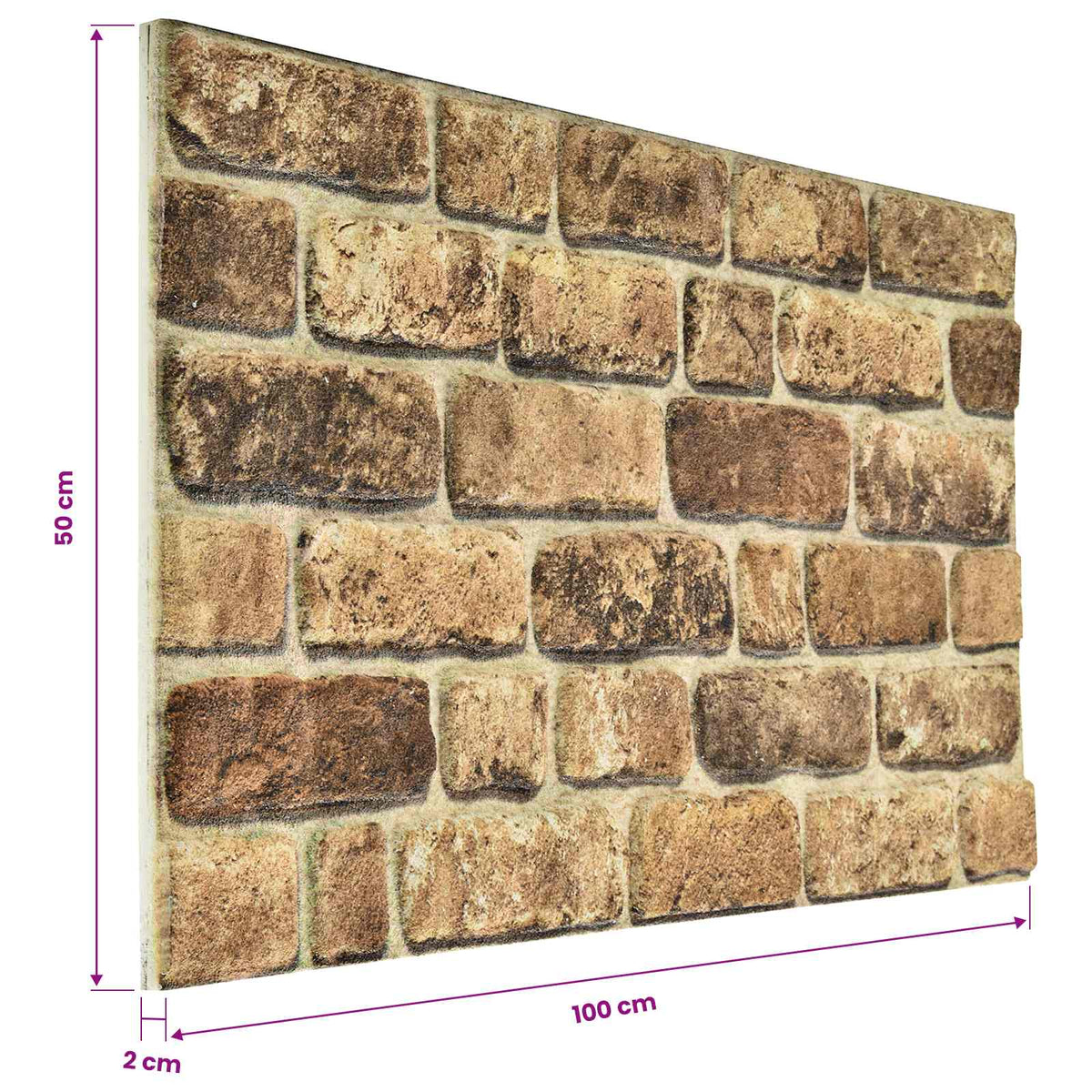 Vægpaneler 10 stk. 100 x 50 cm Mørk Sand EPS Skum