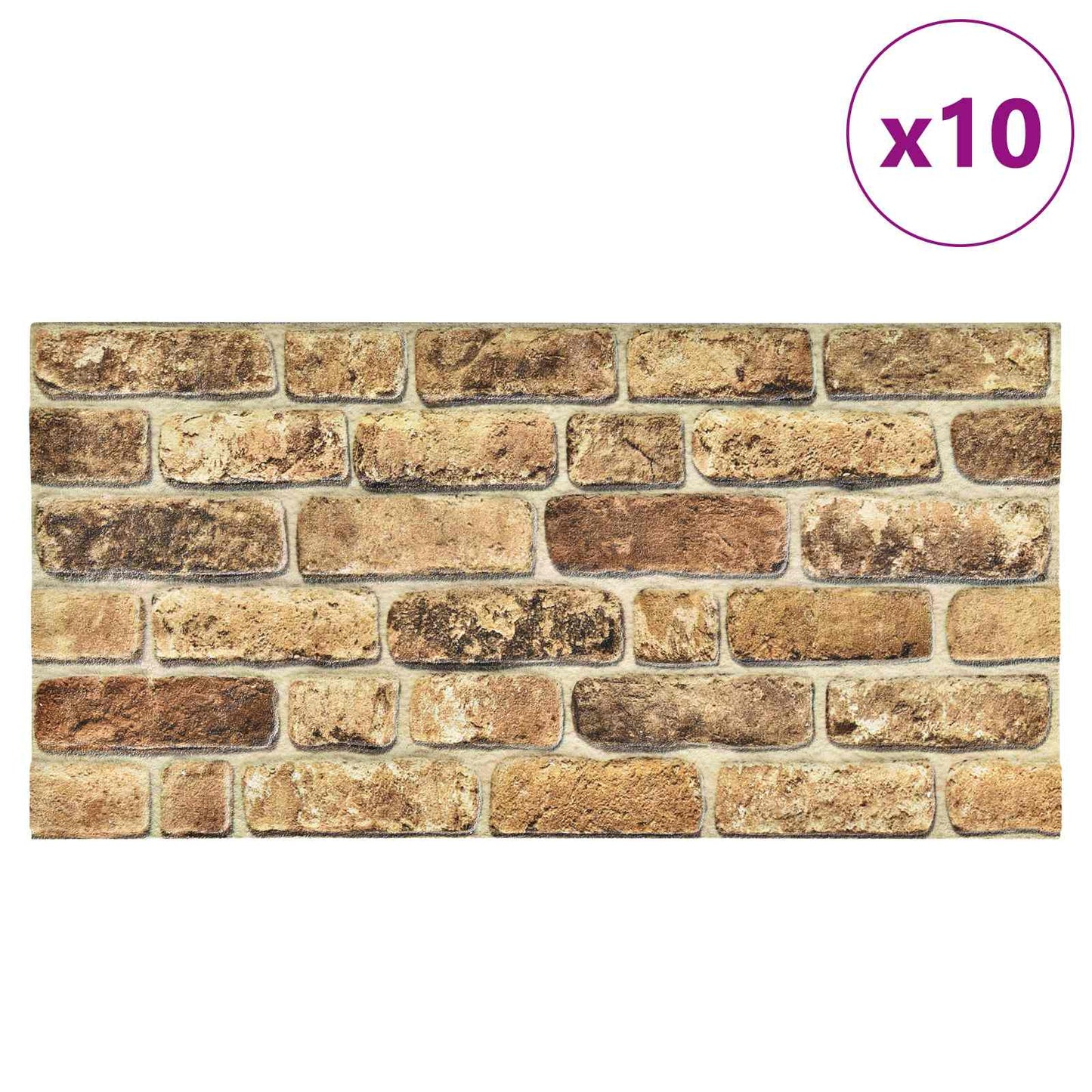 Vægpaneler 10 stk. 100 x 50 cm Mørk Sand EPS Skum
