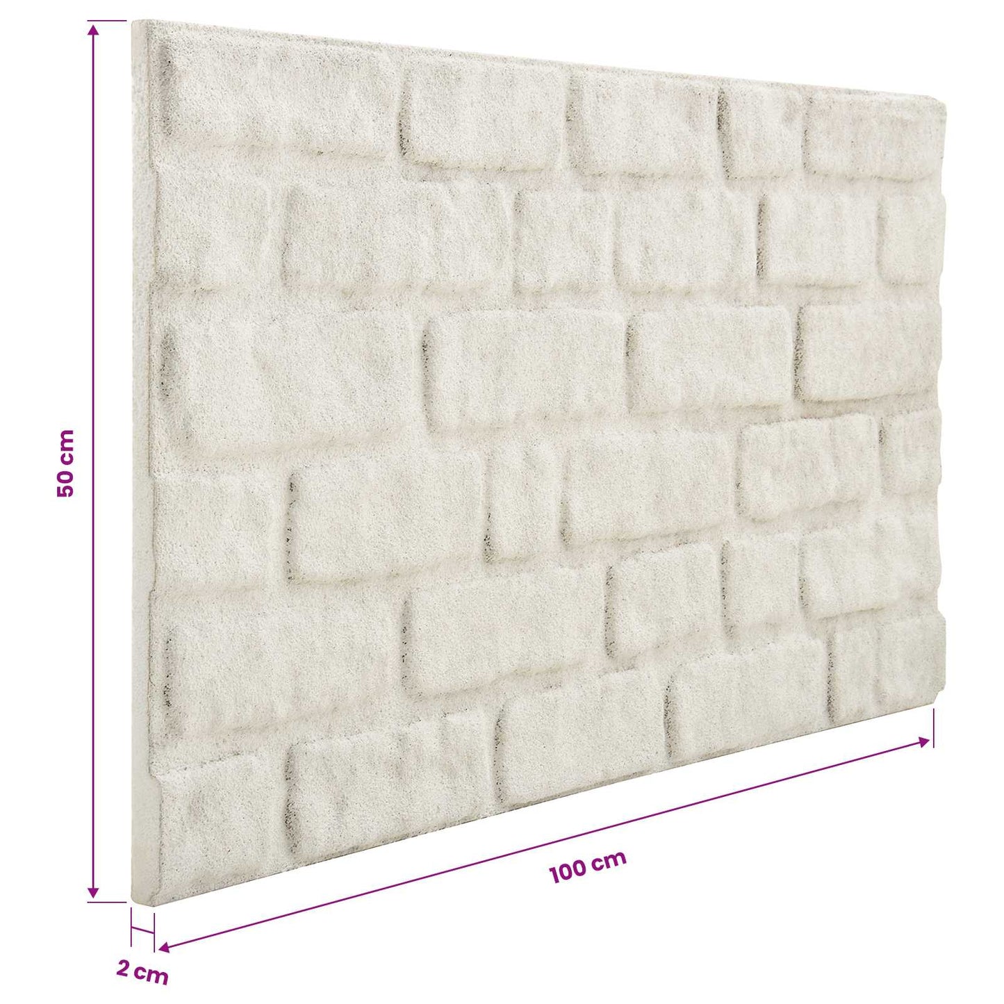 Vægpaneler 10 stk. 100 x 50 cm Hvid EPS Skum