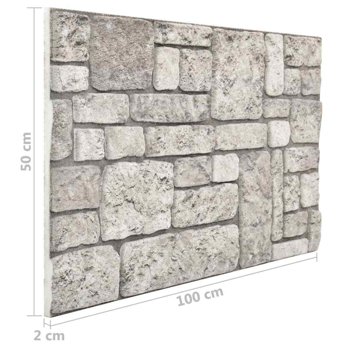 Vægpaneler 10 stk. 100 x 50 cm Grå EPS Skum