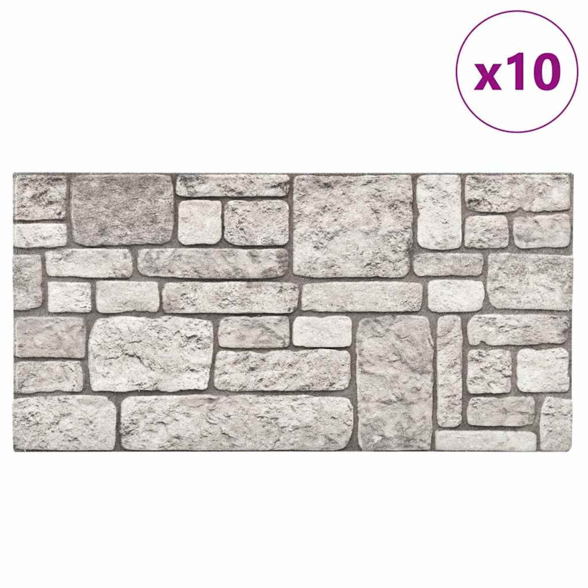 Vægpaneler 10 stk. 100 x 50 cm Grå EPS Skum