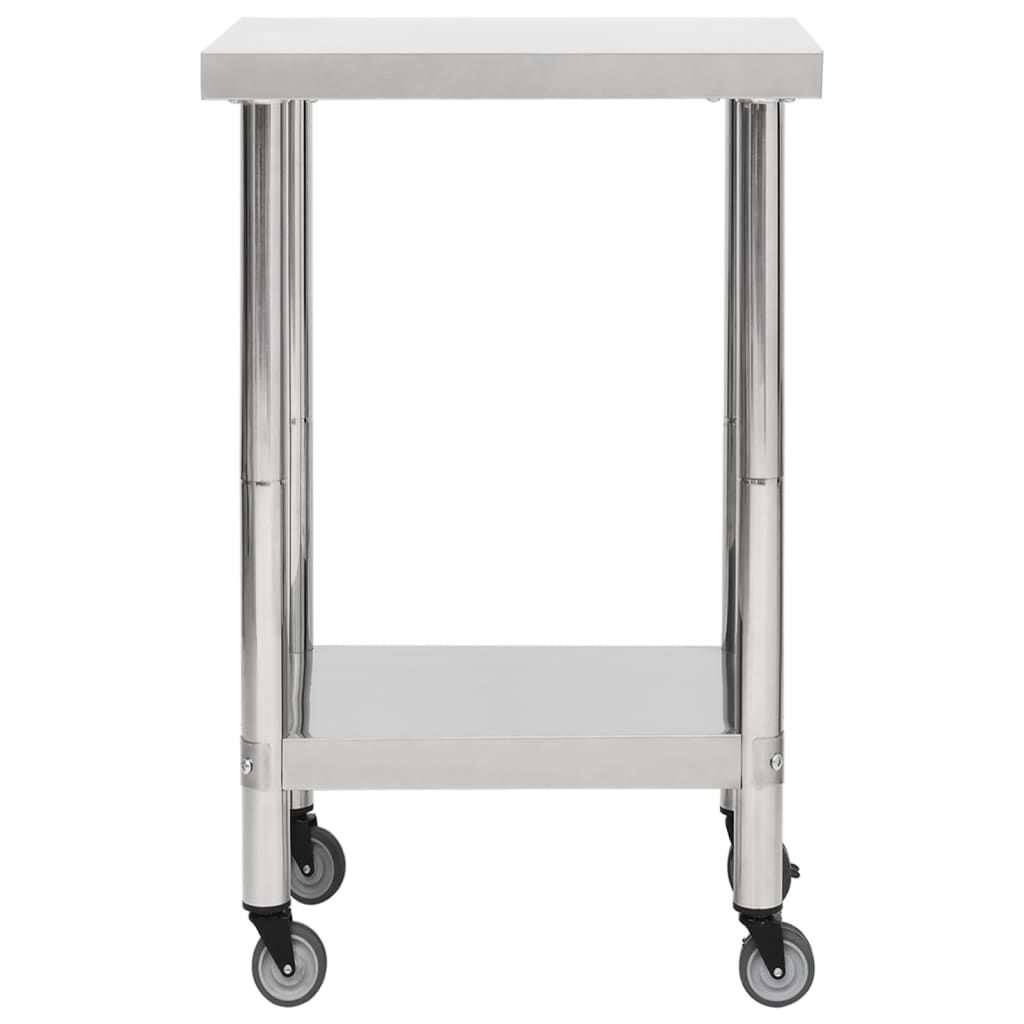arbejdsbord med hjul til køkken 60x60x85 cm rustfrit stål