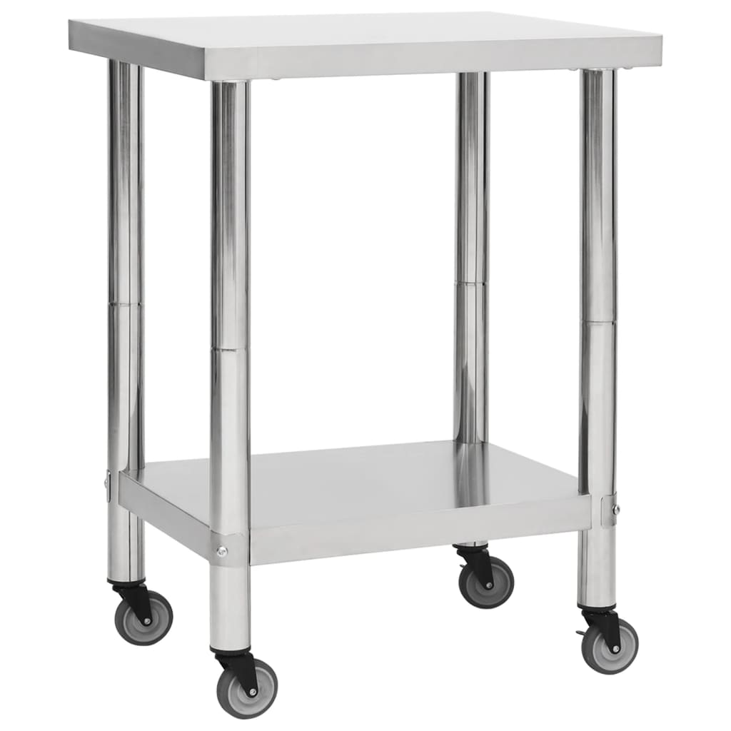 arbejdsbord med hjul til køkken 80x30x85 cm rustfrit stål