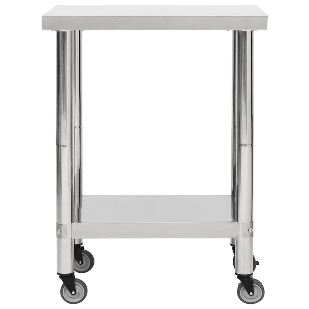 arbejdsbord med hjul til køkken 80x30x85 cm rustfrit stål