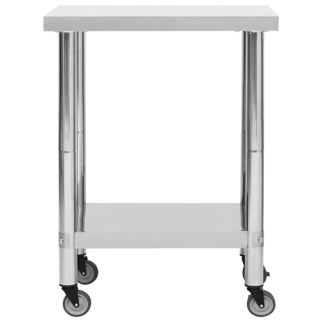 arbejdsbord med hjul til køkken 80x45x85 cm rustfrit stål