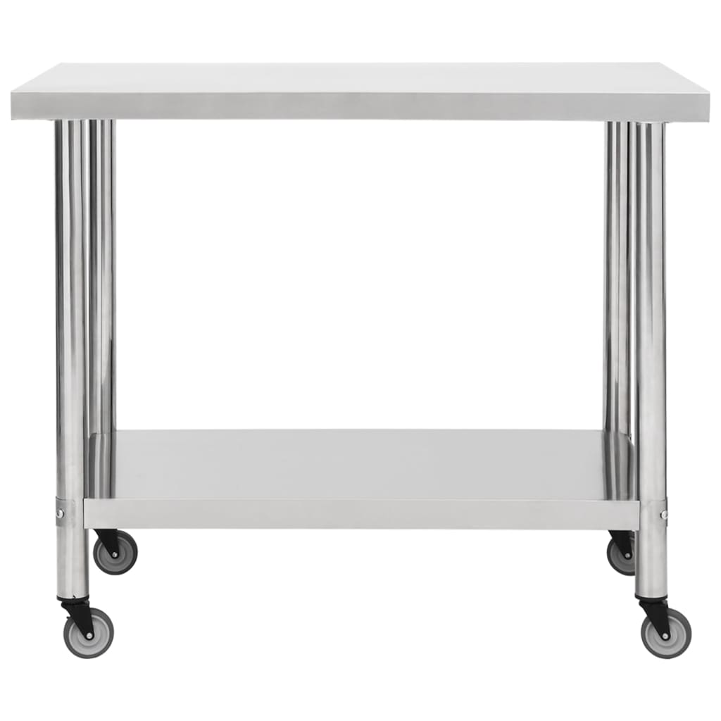 arbejdsbord med hjul til køkken 80x60x85 cm rustfrit stål