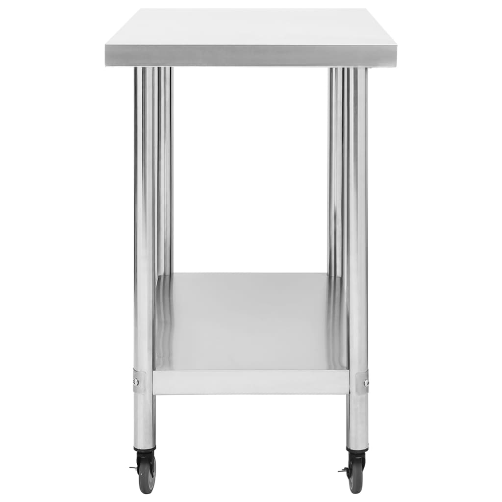 arbejdsbord med hjul til køkken 100x30x85 cm rustfrit stål