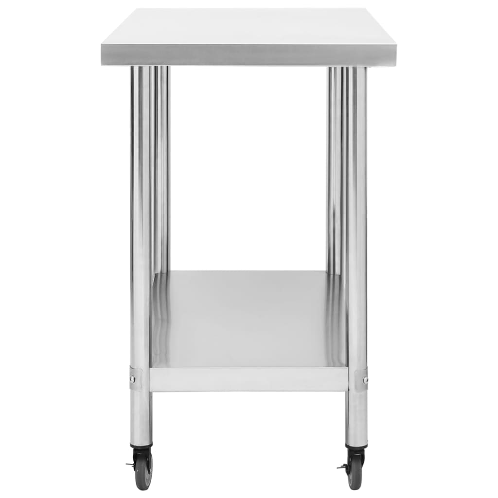 arbejdsbord med hjul til køkken 100x45x85 cm rustfrit stål