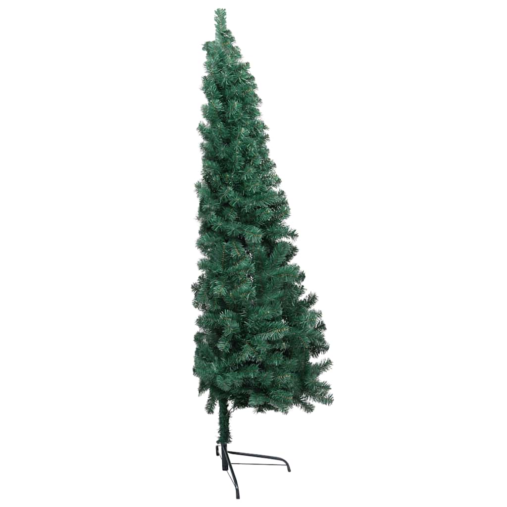 kunstigt halvt juletræ med lys og kuglesæt 120 cm grøn