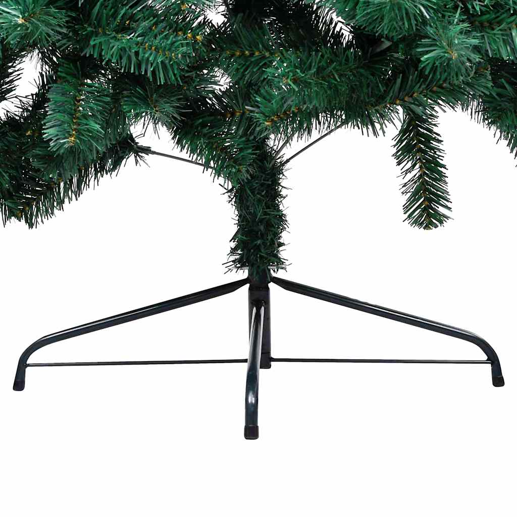 kunstigt halvt juletræ med lys og kuglesæt 120 cm grøn