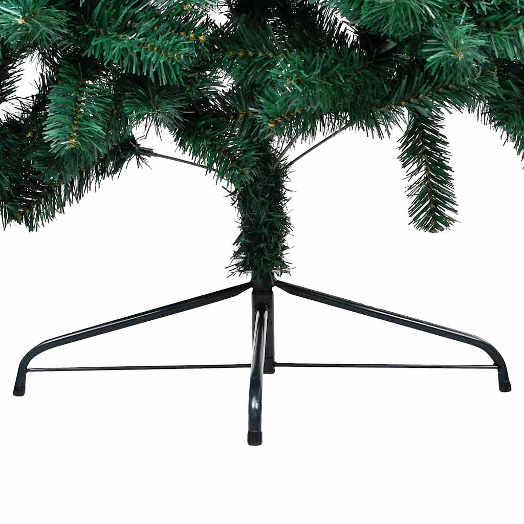 kunstigt halvt juletræ med lys og kuglesæt 180 cm grøn