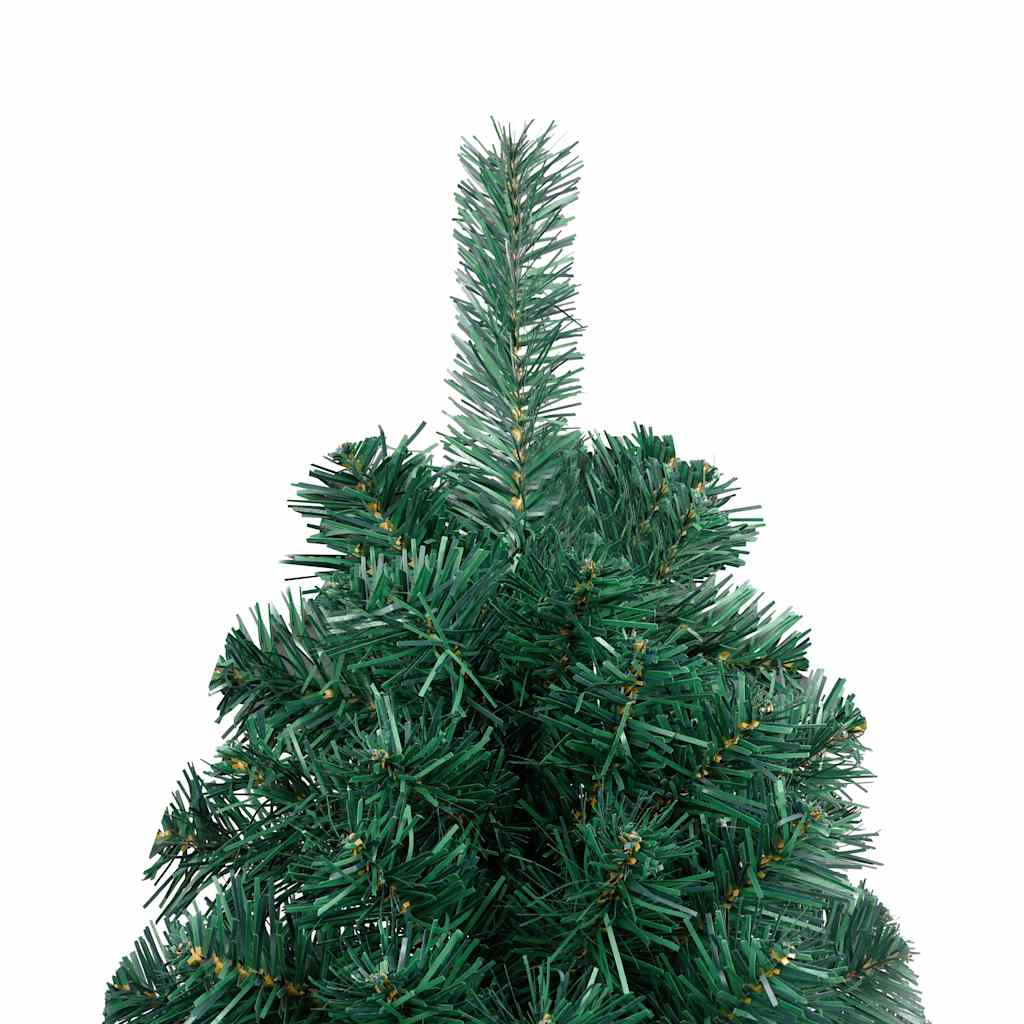 kunstigt halvt juletræ med lys og kuglesæt 210 cm grøn
