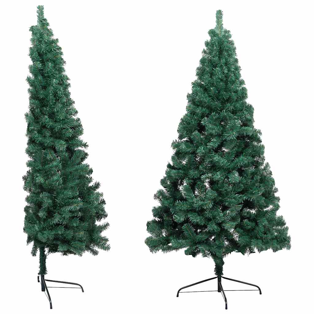 kunstigt halvt juletræ med lys og kuglesæt 240 cm grøn