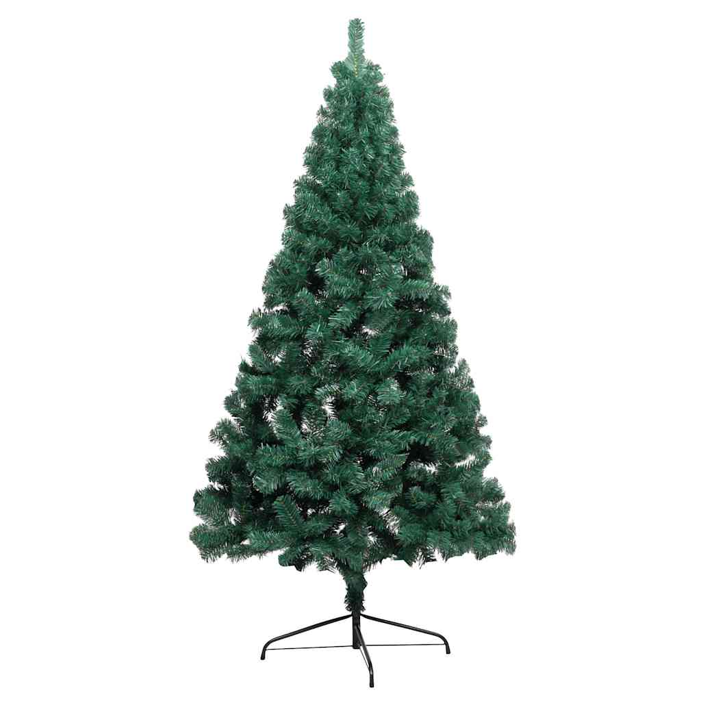 kunstigt halvt juletræ med lys og kuglesæt 240 cm grøn