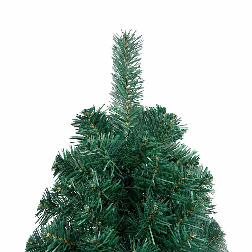 kunstigt halvt juletræ med lys og kuglesæt 240 cm grøn